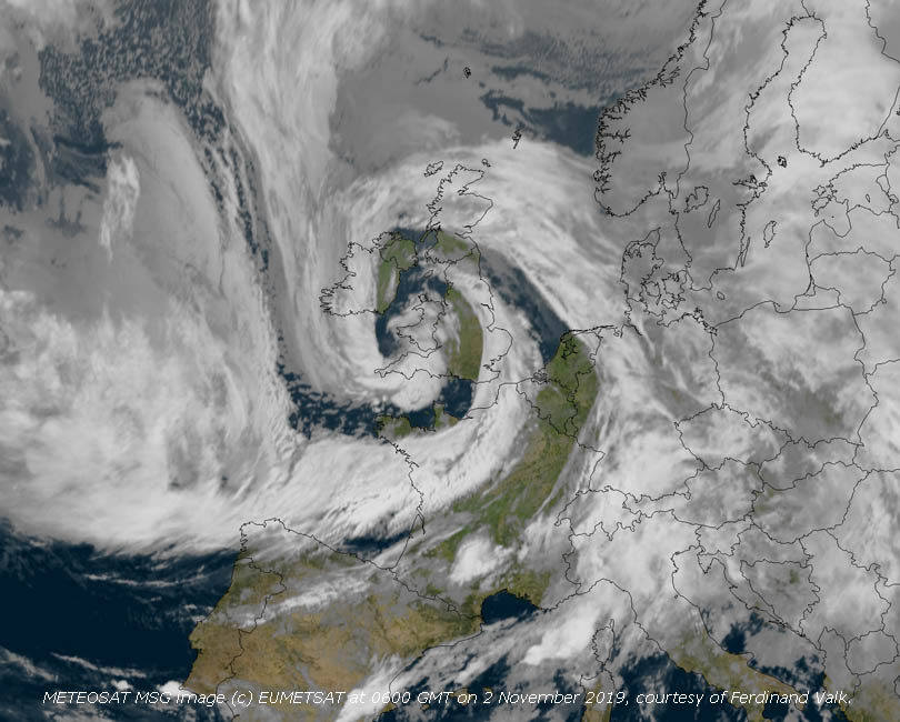 Meteosat MSG image (c) EUMETSAT at 06 GMT on 2 November 2019, courtesy of Ferdinand Valk.