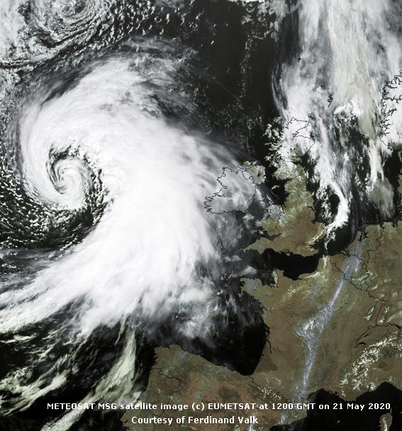 Meteosat MSG image (c) EUMETSAT at 12 GMT on 21 May 2020, courtesy of Ferdinand Valk.