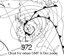 Met Office chart for 0600 GMT on 8 Dec 2000. Courtesy of Georg Muller Top Karten.